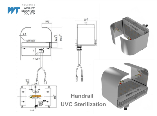 Anti lampada UV-C di sterilizzazione di COVID 19 per la scala mobile del passeggero